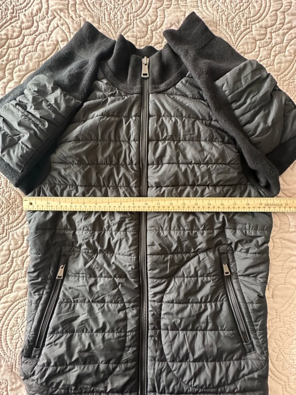 Polo Ralph Lauren Black Quilted Hybrid Jacket  Classic Designer Knit Mens Coat - Picture 11 of 16